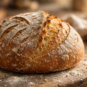 Sourdough loaf with a golden crust