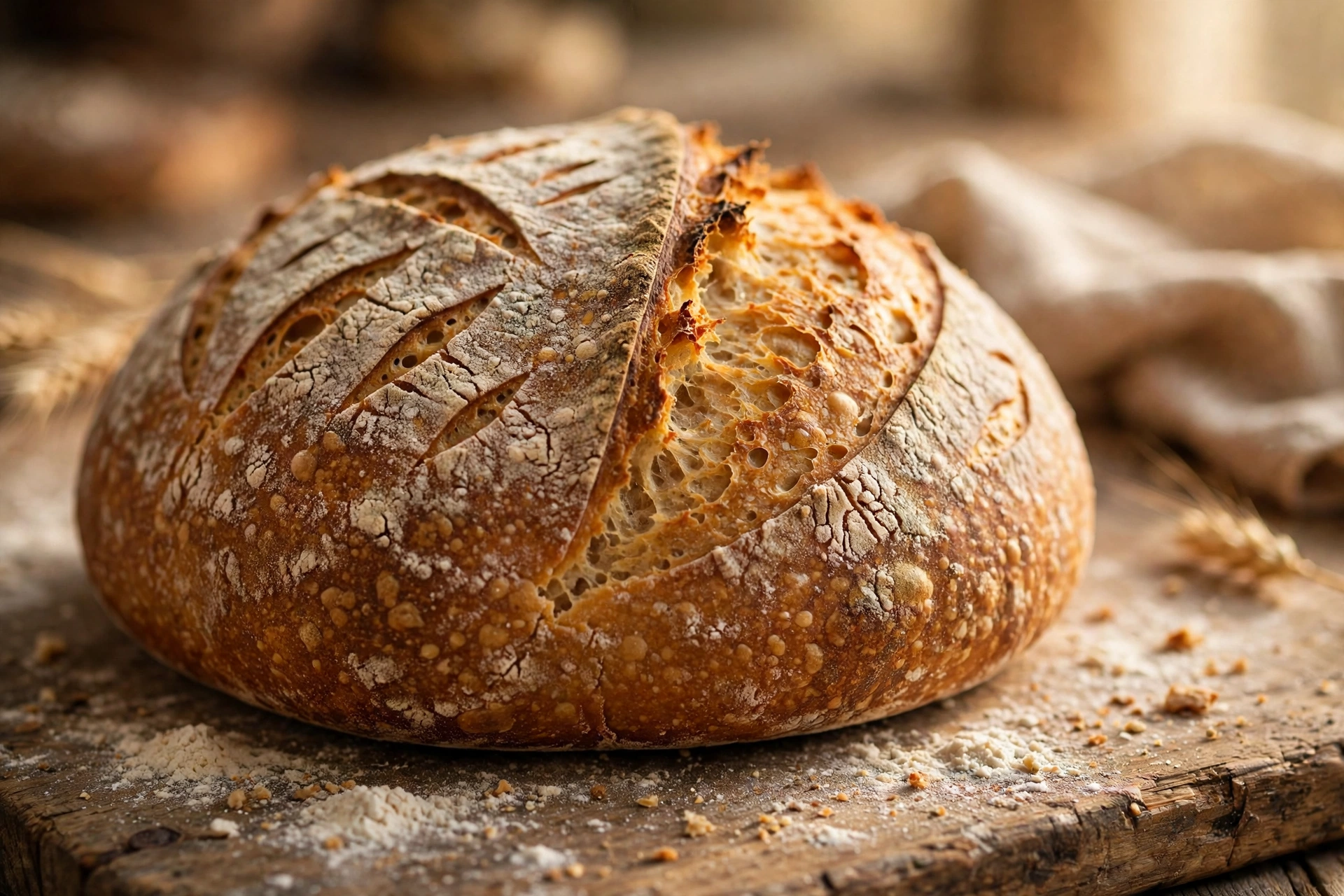Sourdough loaf with a golden crust