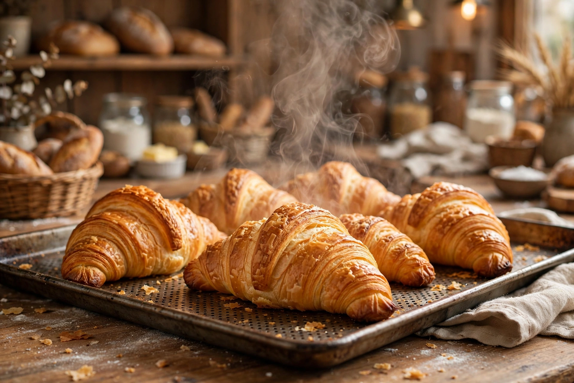 Butter croissant, golden and flaky